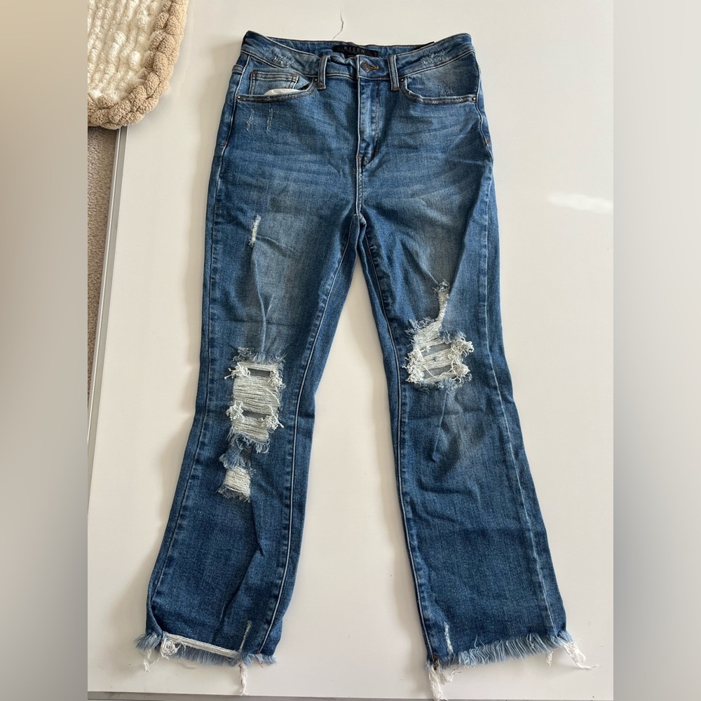 RISEN Distressed Blue Straight Leg Jeans - Picture 8 of 8